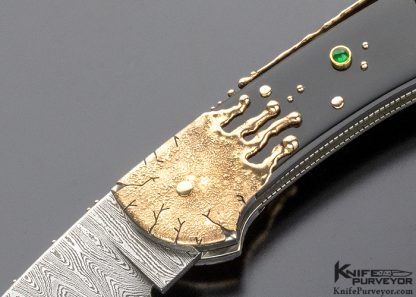 Dellana Custom Knife "Black Magic" Sole Authorship Ladder Pattern Damascus 14K Gold "Meltdown" with Edwards Black Jade & Diamonds - Image 2