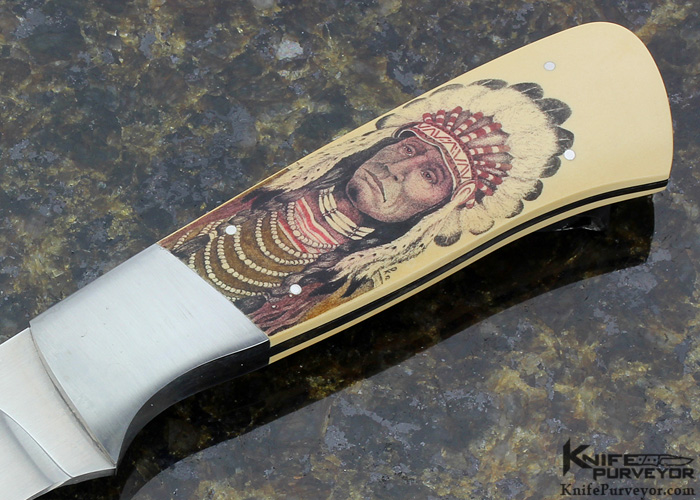 Russell Easler Custom Knife Denise Kondrla Scrimshawed Paper Micarta Hunter - Image 3