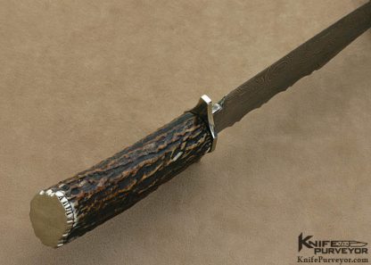 Dennis DesJardins Custom Knife Sole Authorship Damascus & Stag Bowie - Image 7