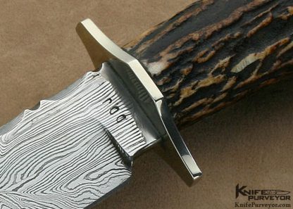 Dennis DesJardins Custom Knife Sole Authorship Damascus & Stag Bowie - Image 2