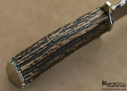 Dennis DesJardins Custom Knife Sole Authorship Damascus & Stag Bowie - Image 6