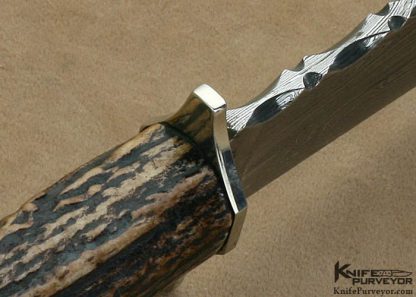 Dennis DesJardins Custom Knife Sole Authorship Damascus & Stag Bowie - Image 5