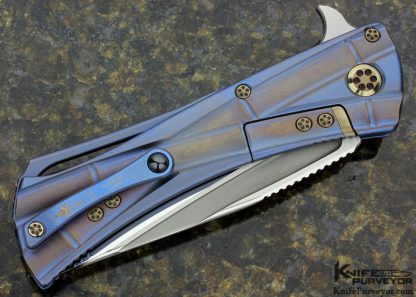 Collaboration between Marfione & Koji Hara Custom Knife "Closer" Two-Tone Bronze Titanium Flipper - Image 3