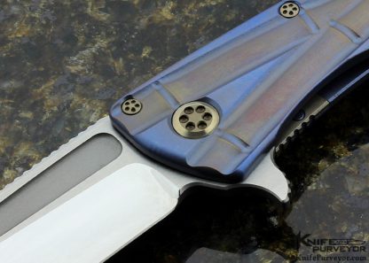 Collaboration between Marfione & Koji Hara Custom Knife "Closer" Two-Tone Bronze Titanium Flipper - Image 2