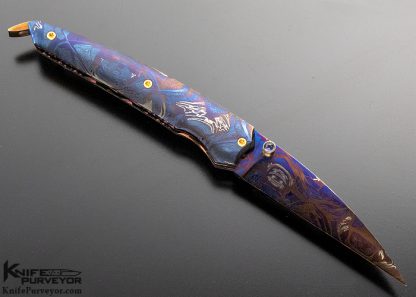 Derek Munroe Custom Knife Blued Sole Authorship Damascus Linerlock 9125 - Image 4