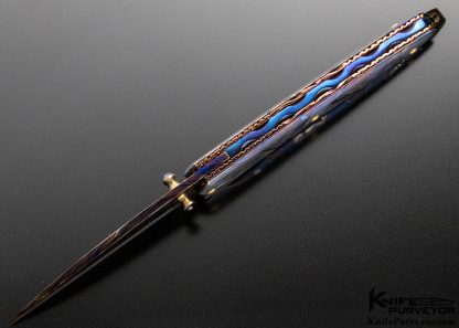 Derek Munroe Custom Knife Blued Sole Authorship Damascus Linerlock 9125 - Image 6