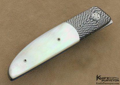 Des Horn Custom Knives Mother of Pearl Damasteel & Ettore Gianferarri Damascus Button Lock - Image 3
