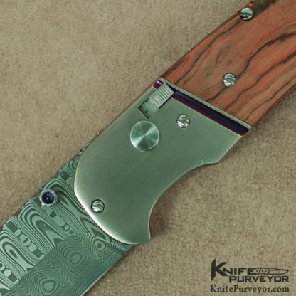 Andre DeVillers Custom Knife Olive Wood & Damascus Buttonlock - Image 2