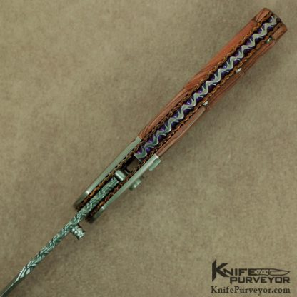 Andre DeVillers Custom Knife Olive Wood & Damascus Buttonlock - Image 4