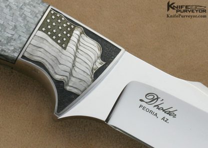 D'Holder Custom Knives Marc Pedini Engraved Silver Carbon Fiber Fixed Blade - Image 4