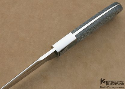 D'Holder Custom Knives Marc Pedini Engraved Silver Carbon Fiber Fixed Blade - Image 6