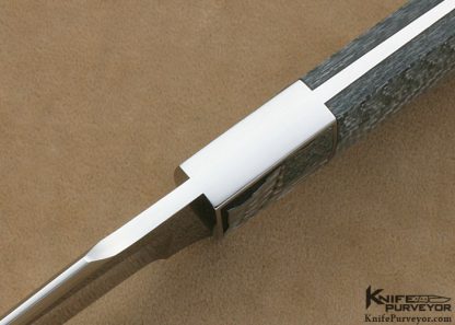 D'Holder Custom Knives Marc Pedini Engraved Silver Carbon Fiber Fixed Blade - Image 7