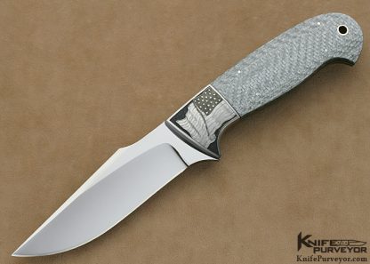 D'Holder Custom Knives Marc Pedini Engraved Silver Carbon Fiber Fixed Blade