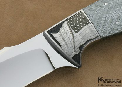 D'Holder Custom Knives Marc Pedini Engraved Silver Carbon Fiber Fixed Blade - Image 2