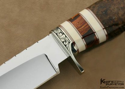 D'Alton Holder Custom Knife "Big Dog" Engraved by Pat Holder with Redwood Burl, Ivory & Amber - Image 2