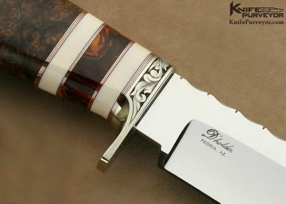 D'Alton Holder Custom Knife "Big Dog" Engraved by Pat Holder with Redwood Burl, Ivory & Amber - Image 4