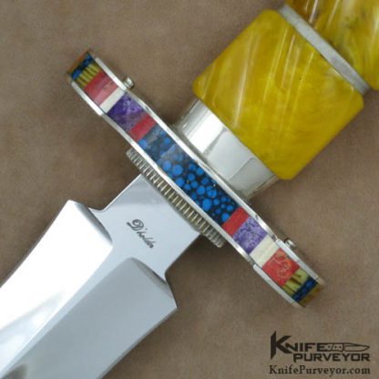D'Holder Custom Knife Amber Dagger with Multiple Stone Inlaid Guard - Image 2