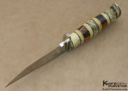 D' Alton Holder Custom Knife Engraved By Darren Reeves  Small Bowie With Musk Ox And Steller Sea Cow And Brown German Amber Clip Point with Hidden Tang - Image 7