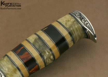D' Alton Holder Custom Knife Engraved By Darren Reeves  Small Bowie With Musk Ox And Steller Sea Cow And Brown German Amber Clip Point with Hidden Tang - Image 3