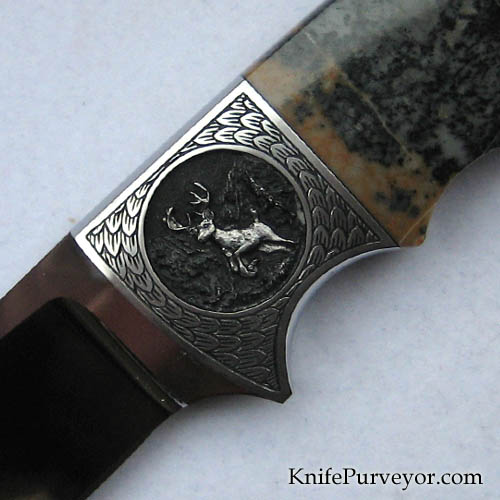 D'Alton Holder Custom Knife Picasso Marble Engraved by Bruce Shaw - Image 2