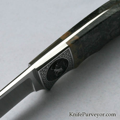 D'Alton Holder Custom Knife Picasso Marble Engraved by Bruce Shaw - Image 3