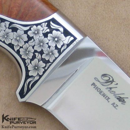 D'Holder Custom Knife Canadian Cedar Burl S-Guard with Phoenix Maker's Mark Engraved by Pat Holder - Image 4
