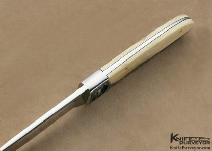D'Holder Custom Knife Semi-Interframe Bark Mammoth Ivory Finger Groove Hunter with Elephant Engraving by Bruce Shaw - Image 6