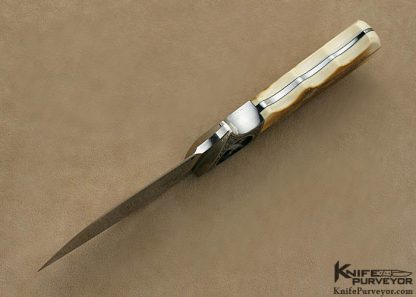 D'Alton Holder Custom Knife Mammoth Ivory "Clip Blade Finger Groove Hunter" Engraved by Bruce Shaw "Antelope" - Image 6