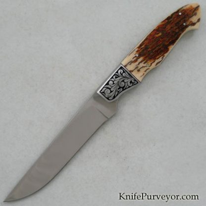 D'Holder Custom Knife Mammoth Ivory Slim Hunter Engraved by Pat Holder