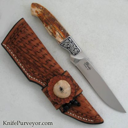 D'Holder Custom Knife Mammoth Ivory Slim Hunter Engraved by Pat Holder - Image 3