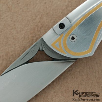 Diana Casteel Custom Knife Carved Gold Inlay Gents Folder - Image 2