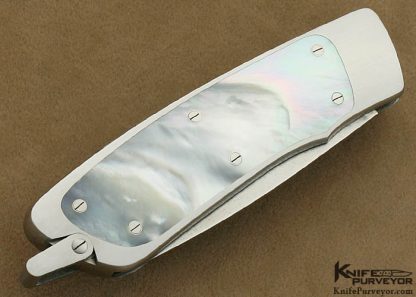 Dick Hodgson Custom Knife Steve J. Lindsay Engraved Mother of Pearl Shell Interframe 62 Piece Take Down Lockback - Image 3