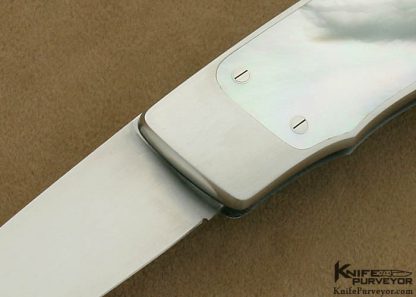 Dick Hodgson Custom Knife Steve J. Lindsay Engraved Mother of Pearl Shell Interframe 62 Piece Take Down Lockback - Image 2
