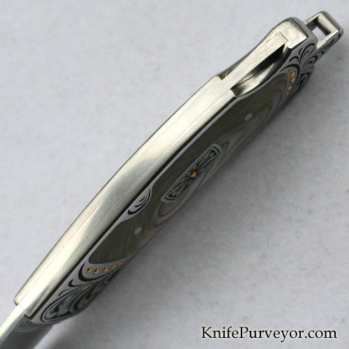 Dick Hodgson Custom Knife Abalone Lockback Engraved by Julie Warenski - Image 4