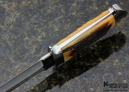 Dietmar Kressler Custom Knife Amber Stag Integral Boot Knife - Image 5
