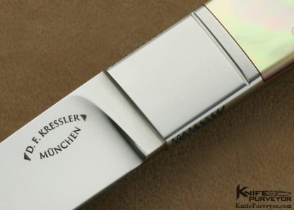 Dietmar Kressler Custom Knife South Sea Gold Lip Pearl Integral Drop Point - Image 2