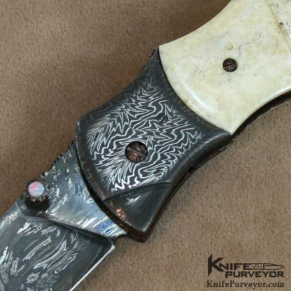 Al Dippold Custom Knife Damascus & Carved Linerlock - Image 2