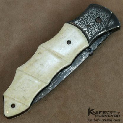 Al Dippold Custom Knife Damascus & Carved Linerlock - Image 3