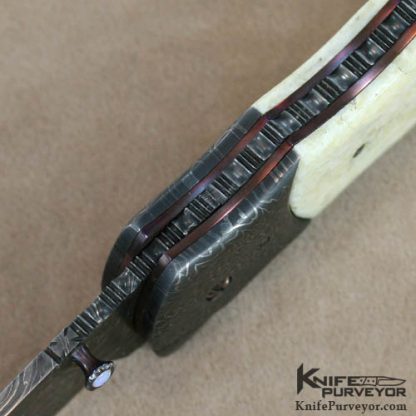 Al Dippold Custom Knife Damascus & Carved Linerlock - Image 4