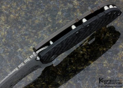Direware Custom Knife Carbon Fiber & Damasteel Frame Lock Flipper - Image 4