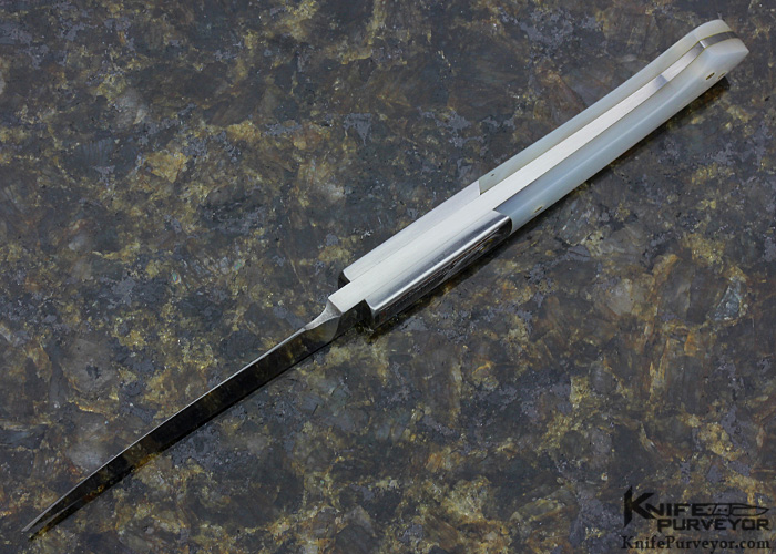 Don Cowles Custom Knife Mother of Pearl Shell Fixed Blade Engraved by Jim Small - Image 5