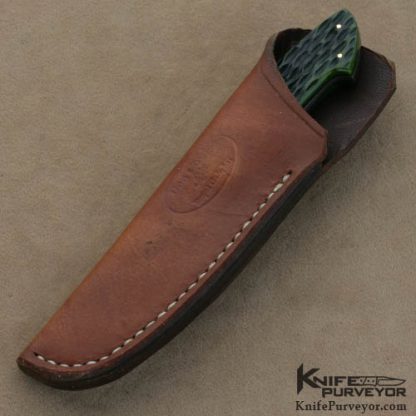 Don Cowles Custom Knives Jim Small Engraved Green Jigged Bone Spear - Image 5