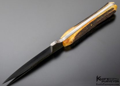 Don Fogg Custom Knife Hand Forged Amber Stag Hunter with Hamon - Image 7