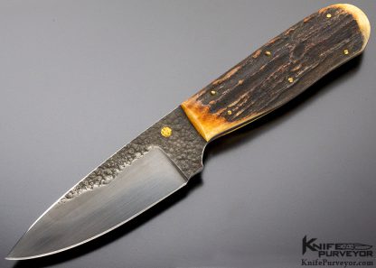 Don Fogg Custom Knife Hand Forged Amber Stag Hunter with Hamon
