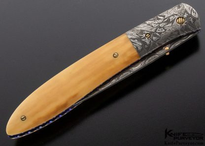 Don Hanson Custom Knife Sole Authorship Damascus & Walrus Ivory Linerlock - Image 5