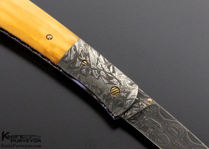 Don Hanson Custom Knife Sole Authorship Damascus & Walrus Ivory Linerlock - Image 4