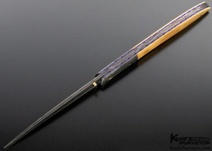 Don Hanson Custom Knife Sole Authorship Damascus & Walrus Ivory Linerlock - Image 6