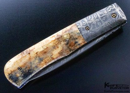 Don Hanson III Custom Knife Sole Authorship Damascus & Mammoth Automatic Linerlock - Image 7