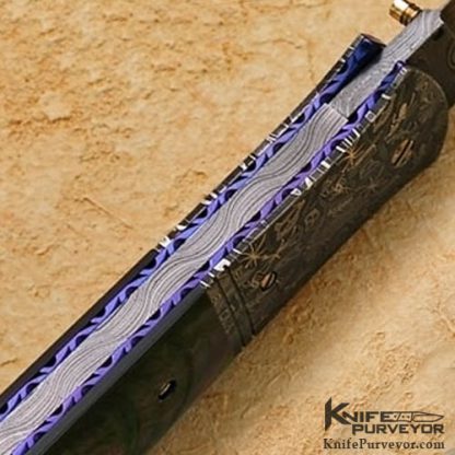 Don Hanson Custom Knife Sole Authorship Damascus & Blacklip Linerlock Dagger - Image 3