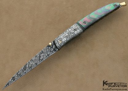 Don Hanson III Custom Knives Sole Authorship Damascus & Black Lip Tahitian Pearl Shell Linerlock